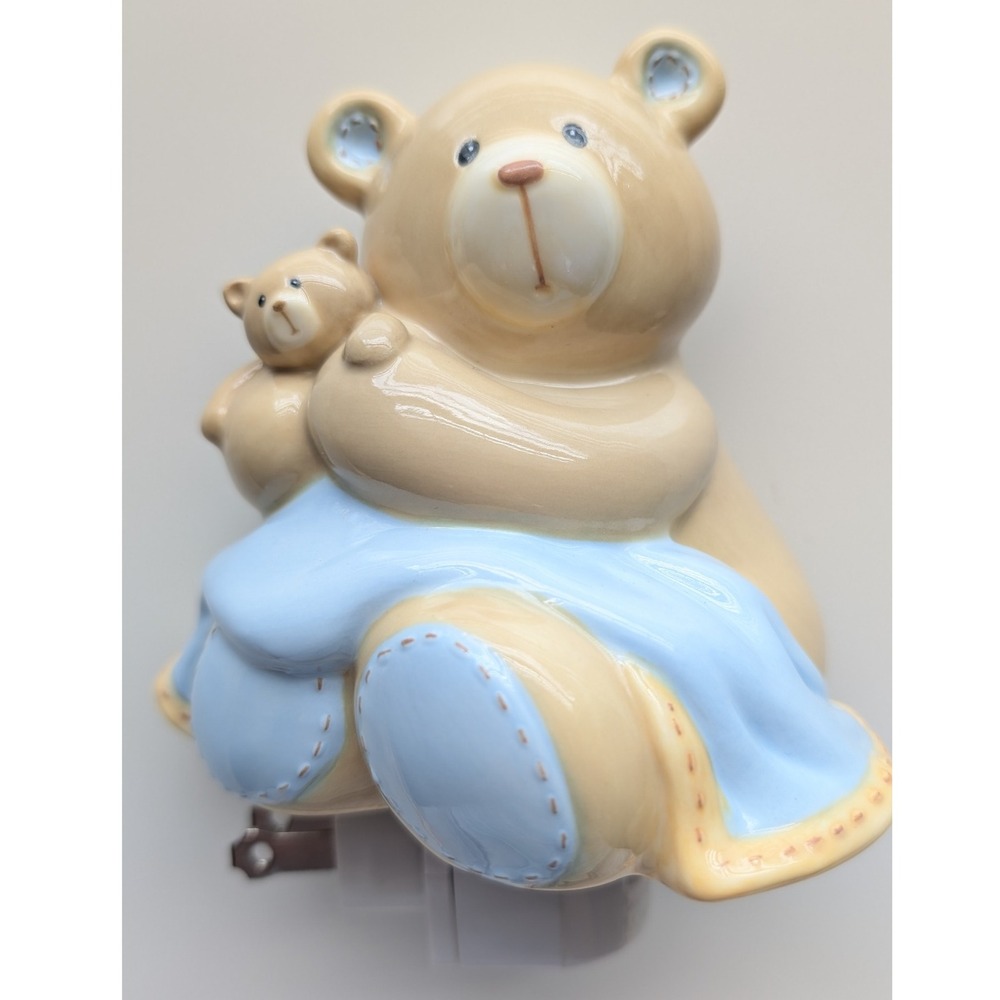 Baby Gund Nursery Teddy Bear Night Light Tan Blue Nursery Decor‎